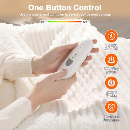 Heated Blanket Throw Electric Throw Blanket Heating Blanket Throw for Adult - color: White, size: Throw(50"x60")