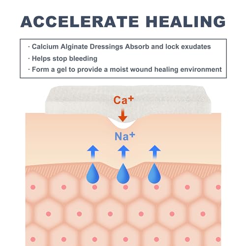 LotFancy Calcium Alginate Wound Dressing, 4"x 4" Non-Stick Pads for Wounds - style: 4"x 4" (10-Count)