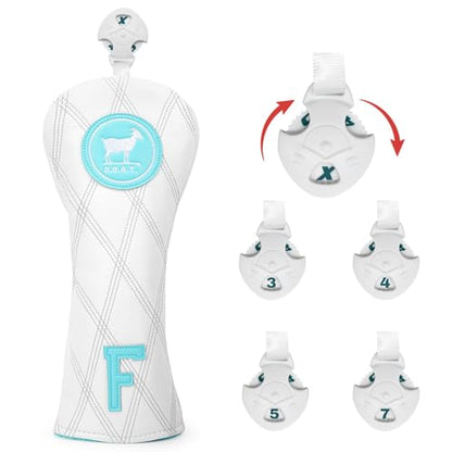 White and Blue Goat Style Golf Driver Headcover Fairway Wood Head Cover Hybrid UT Headcover Cover Premium Golf Accessories for Men - color: 1x fairway cover