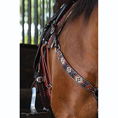 Circle Y Distressed Southwestern Beaded Breast Collar for Horse