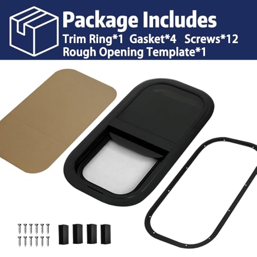 RV MURTS Trailer Window 15"x22", Tempered Glass with Screen & Trim Kit, 1-1/2" Wall Fit for Teardrop Camper, Cargo, Travel Motorhome, Vertical Slide.(Aluminum, Shatterproof, Cold Insulation) - size: RV Window 15x22（1-1/2）