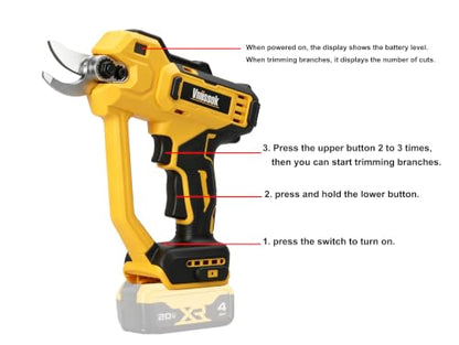 Electric Pruning Shears Cordless Pruner Shears Compatible with DeWalt 20V Battery (No Battery) Perfect for Tree Trimming Gardening, Garden Orchard (Electric Pruning Shears)