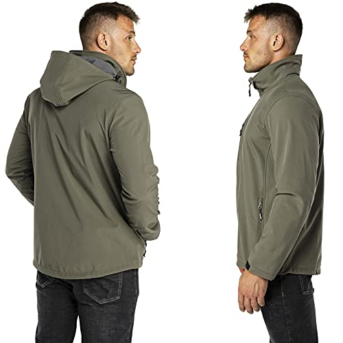 Outdoor Ventures Men's Softshell Jacket Waterproof Fleece Rain Shell Coat - color: Olive Green, size: Medium