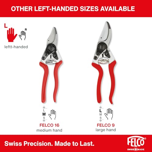 Felco F6 Pruning Shears – 7.7" Swiss-Made Garden Clippers for Medium Hands | Hand Pruners for Gardening | Garden Tool Cutter with Precision Bypass Blade, Forged Aluminum Handles, Replaceable Parts - size: F6 Medium Ergo