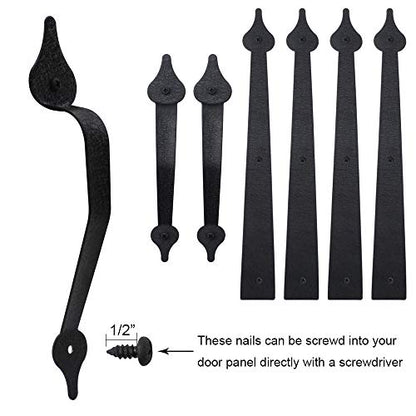 WINSOON Decorative Metal Garage Door Hardware Screw in, Black Steel, 1 Set - size: 1 Pack