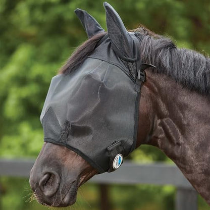 WeatherBeeta ComFiTec Double Dart Deluxe Fly Mask with Ears, Black, Pony - size: Pony