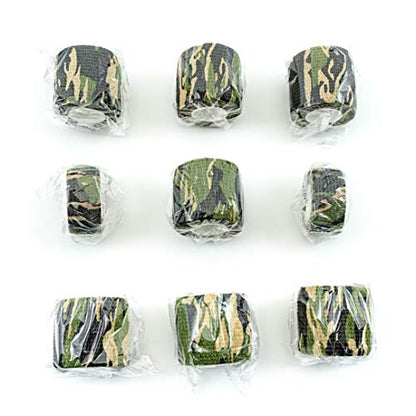 FRESINIDER 9 Rolls Self Adhesive Wrap Athletic Tape Gauze, Breathable Elastic Cohesive Bandage for Sports Injury & Pet (7 Pcs 2" x 5 Yards + 2 Pcs 1" X 5 Yards) (Woodland Camo) - color: Woodland Camo