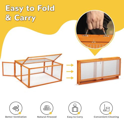 COZIWOW Chicken Coop Run Portable Chicken Cage Pens Rabbit Hutch, Orange - color: Orange