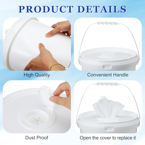 Nuanchu 700 Pieces Teat Wipes Cow Goat Sheep Udder Prep Goat Udder Wipes 7 Inch x 8 Inch Moisturizing Wipes Reclosable Pail for Goat Milking Supplies