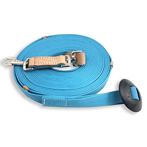 35' Flat Cotton Web Lunge Line with Bolt Snap & Rubber Stop - By Southwestern Equine (35', Turquoise) - color: Turquoise, size: 35'