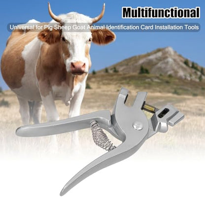 Cattle Ear Tag Applicator, Universal Livestock Ear Tag Pliers, Aluminum Alloy Ear Tagger Puncher for Cow Pig Sheep Goat, Animal Identification Farm Supplies Tool
