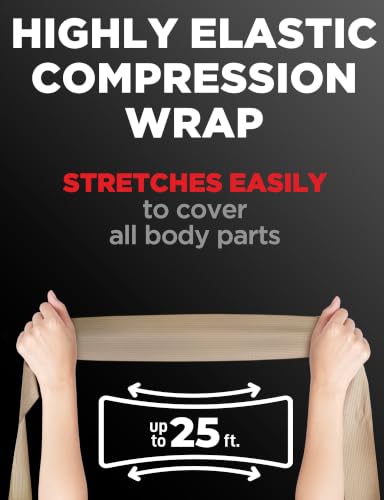 Premium Elastic Bandage Wrap - Extra Long - 2pk - 4" x 9ft + 4 Extra Clips - size: 2 Pack (X-Long)