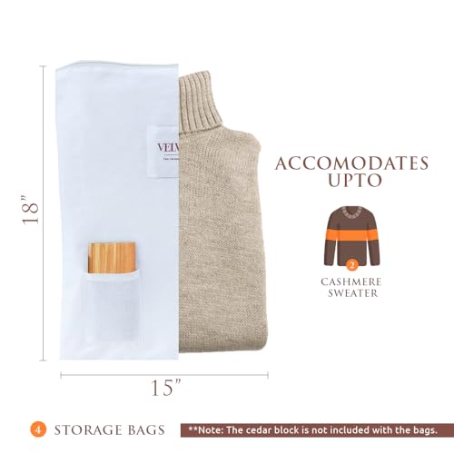 Cashmere Sweater Storage Bags | Pack of 4 |Breathable & Washable Sweater Storage Bags | Suitable Clothes Organizer For Sweaters, Merino Wool, Scarves and more (18"×15")