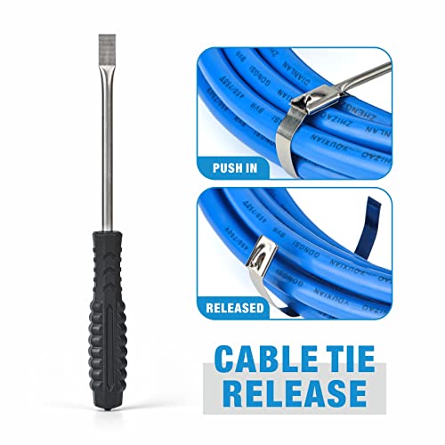 IWISS Metal Zip Tie Gun Wrap Tool for Stainless Steel Cable Ties, Tensioning & Cutting Functional Cable Tie Gun c/w Free Zip Tie Release Tool