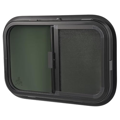 HECASA 21"W x 14"H RV Window w/Trim Ring & Mesh Screen Teardrop Tinted - size: 21" W x 14" H