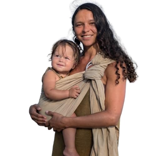 Organic Baby Ring Sling Carrier – Boho Hemp & Eucalyptus Wrap for Newborn to Toddler – Non-Toxic, ASTM-Certified, Ergonomic, Gift Box Included – Sonoran Sand - color: Sonoran Sand