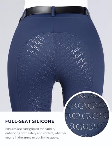 Women's Horse Riding Pants with Full Seat Silicone Grip - color: Navy, size: Medium