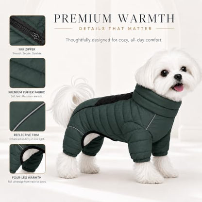 ArmyGreen Dog Jumper, Windproof, Reflective - Dirigible Winter Jacket for S, M, L - Zip, Adjustable Sizes - color: Armygreen, size: S (10.5inch Back)