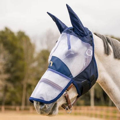 HORZE Kenya Long Nose Fly Mask - Legion Blue - Warmblood