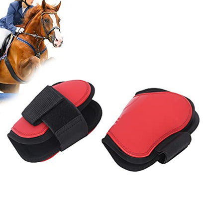 Horse Tendon Boots for Riding and Jumping, PU Shell Protectors with Elastic Neoprene, Nylon Fastener, Red Front and Hind Boots to Prevent Leg Injuries - size: A pair of large hind legs