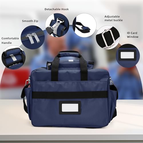 First Aid Bag - Empty Medical Storage Bag for Home Health, Nursing Students, Therapists & Doctors - color: Navy Blue