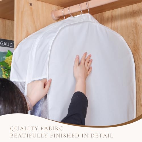 Univivi 40 Inch Cotton Garment Bags for Hanging Clothes 4 Pack, White - size: 40 Inch - 4 Pack
