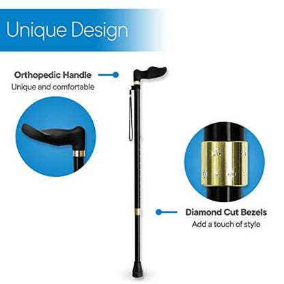 RMS Orthopedic Walking Cane - Offset Cane to Fit Individual's Palm Naturally - Ideal for Anyone with Arthritis or Carpal Tunnel Syndrome (Choose Left Hand or Right Hand)