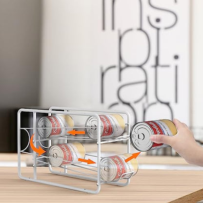 MOOACE 4 Pack Can Organizer for Pantry, Stackable Soda Can Dispenser Rack - color: White