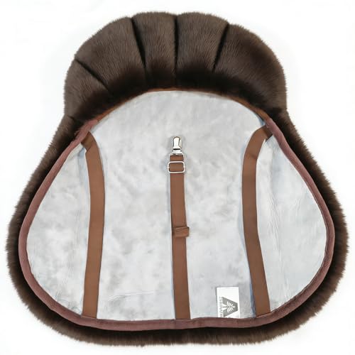 English-Style Sheepskin Saddle seat Cover, Genuine Sheepskin Saddle pad, Merino Sheepskin Saddle pad - color: Brown