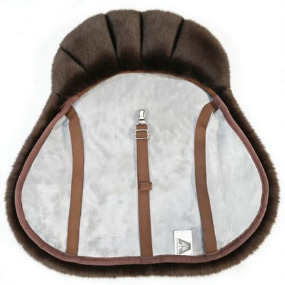 English-Style Sheepskin Saddle seat Cover, Genuine Sheepskin Saddle pad, Merino Sheepskin Saddle pad - color: Brown