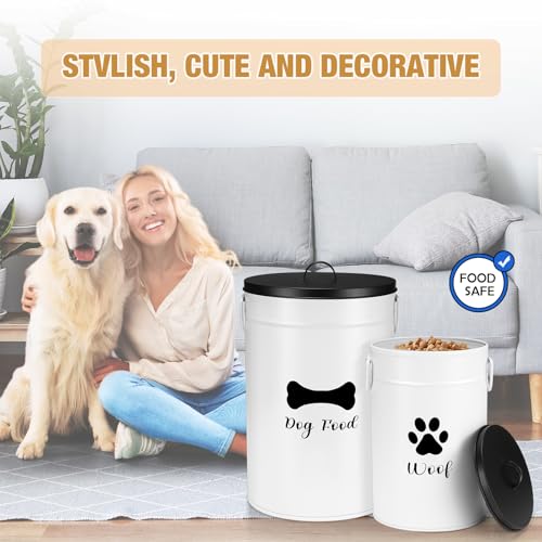 DoubleFill Extra Large 30+14 lb Metal Dog Food Storage Containers, White - color: White, size: Extra Large 30+14 lb