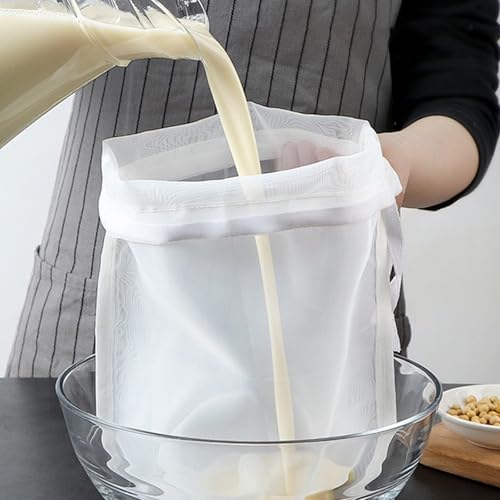 Multi-Purpose Filter Bag, 3 Pack 100 Micron Fine Mesh Strainer - Reusable Nut Milk Bag for Soy Milk, Juice, Wine, Coffee, Tea & Cheese Making - Kitchen Food Grade Nylon Filter
