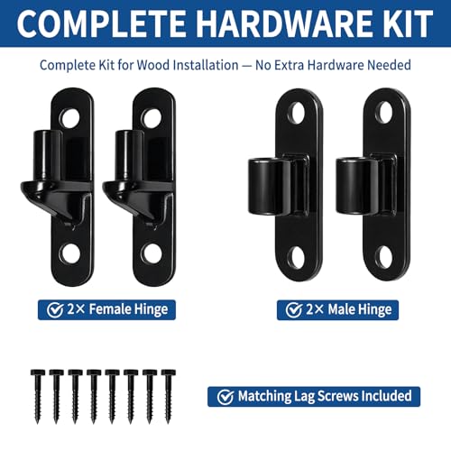 TamBee Heavy Duty Gate Hinges for Metal Wood Fence, 304 Stainless Steel 600LB, Bolt-On Weld-On Outdoor Farm Barn Shed Driveway Chain Link Fence Parts with Screws, 2 Pack Black