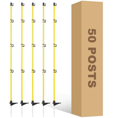 50 Pcs 46"Fiberglass Step in Electric Fence Posts,Portable Temporary Stakes - style: 46Inch-50 Pack
