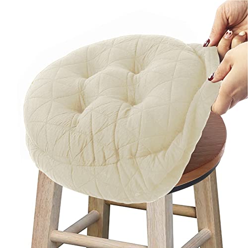 BUYUE Round Bar Stool Seat Cushion, Dia.14 Luxury Fashion Jacquard with Anti-Skid Silicone Bar Stool Cushion Padded (Beige, L,1 Count) - color: Beige, style: Round L