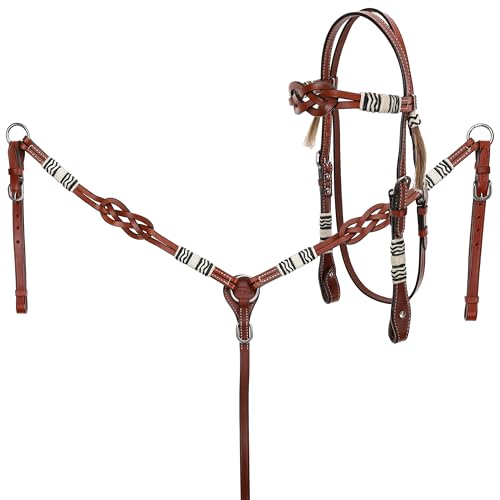 Showman Celtic Knot Headstall and Breast Collar Set with Rawhide Braided Accents.