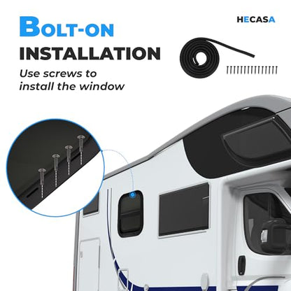 HECASA Universal 14" x 16" RV Window w/Screen Compatible with RV Camper Cargo Trailer Replacement Teardrop Vertical Slider Window Powder Coated Tinted Glass - size: 14" W x 16" H