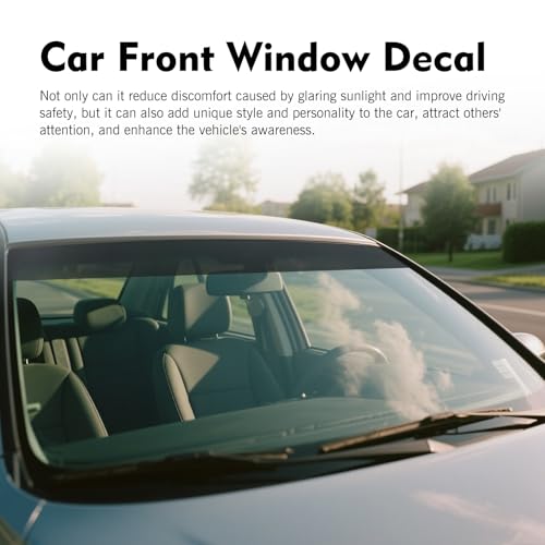 Car Windshield Tint Strip, 7.87" x 59" Matte Black Windshield Banner Sticker, Anti-Glare Sunproof Exterior Windscreen Protective Film, Cuttable to Fit Most Vehicles (Black #B) - color: Black #B