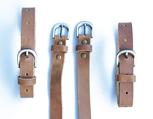 Jeereal Genuine Leather Stirrup Straps (4 Pack) with Metal Buckle Adjustable Length - color: Bourbon Brown