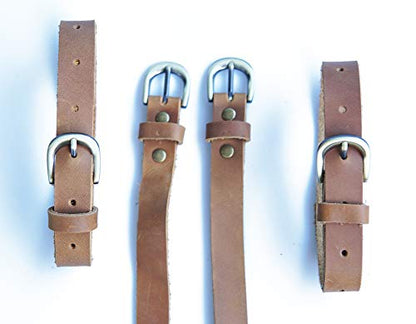 Jeereal Genuine Leather Stirrup Straps (4 Pack) with Metal Buckle Adjustable Length - color: Bourbon Brown