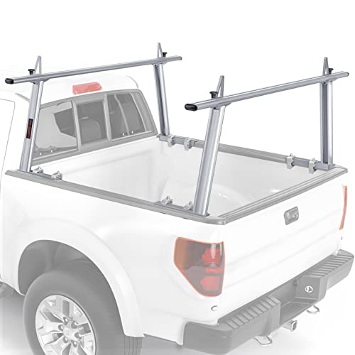 Model APX25 Extendable Aluminum Pick-Up Truck Ladder Rack (No Drilling Required) - Silver - color: Silver