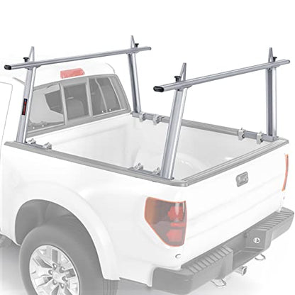 Model APX25 Extendable Aluminum Pick-Up Truck Ladder Rack (No Drilling Required) - Silver - color: Silver