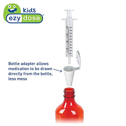 EZY DOSE Kids Baby Oral Syringe & Dispenser Calibrated for Liquid Medicine, Reduce Mess and Spills, Easy Way to Orally Administer Medication, 10 mL/2 TSP, Includes Bottle Adapter, Clear, BPA Free - size: 10 mL + Bottle Adapter