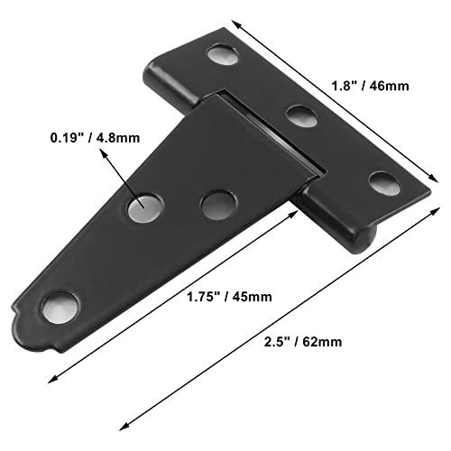 Murtenze 6Pack 2 Inch Black T-Strap Shed Hinge - color: Black, size: 2 Inch - 6Pack