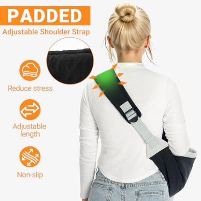 Dog Carrier Sling for Small to Medium Dogs & Cats – Hands-Free Pet Pouch Carrier, Breathable Sling for Walking, Hiking, Travel, Vet Visits - color: Black