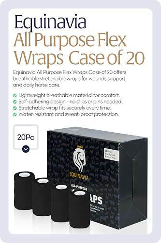 Equinavia 20 Pack Self Adhesive Bandage Wrap, 4 Inch Vet Wrap for Horses - color: Black
