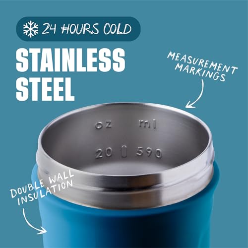 BlenderBottle Sport Flip Stainless Steel Shaker Bottle 24 oz Ocean Blue - color: Blue, size: 24 Ounces, style: Flip