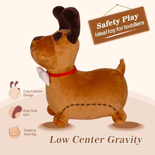 INPANY Bouncy Horse, Brown Dog Hopper Toys with Ultra Thick Plush, Gift Toy - color: Dog