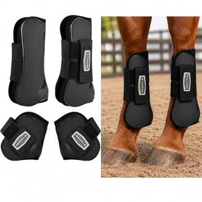 Tackmore 4/Pack Horse Splint Boots, Brushing Boots, Tendon Support Boots for Horses, Ideal for Arena/Trail/Competition - size: M