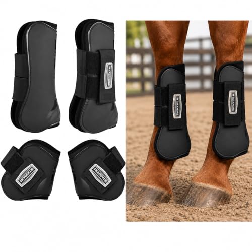 Tackmore 4/Pack Horse Splint Boots, Brushing Boots, Tendon Support Boots for Horses, Ideal for Arena/Trail/Competition - size: XL